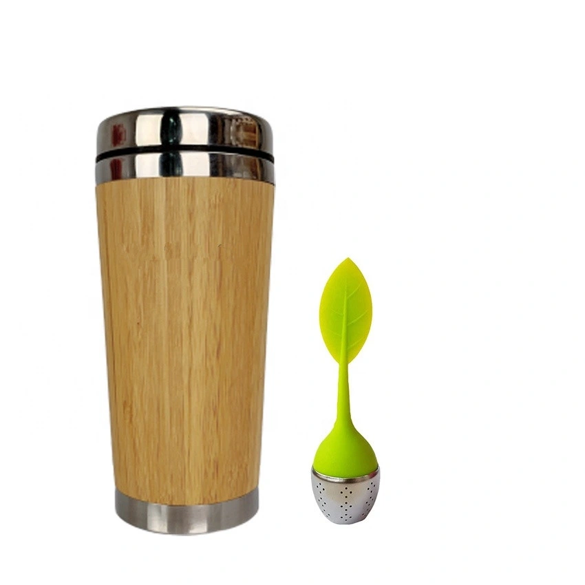 Custom Metal Thermos Stainless Steel Double Wall Insulated Bamboo Mug with Magnetic Lid Flfs184