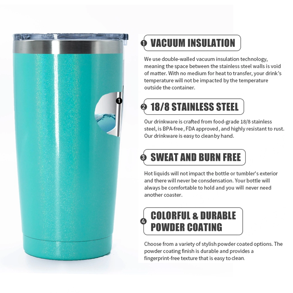 Powder Coating Stainless Steel Tumbler Vacuum Thermos Travel Mug with Sliding Lid