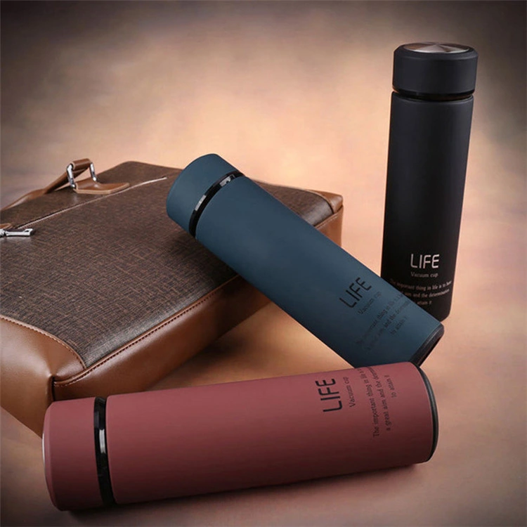 Custom Logo Simple Life 500ml Thermos Bottle 304 Stainless Steel Vacuum Flask with Tea Infuser