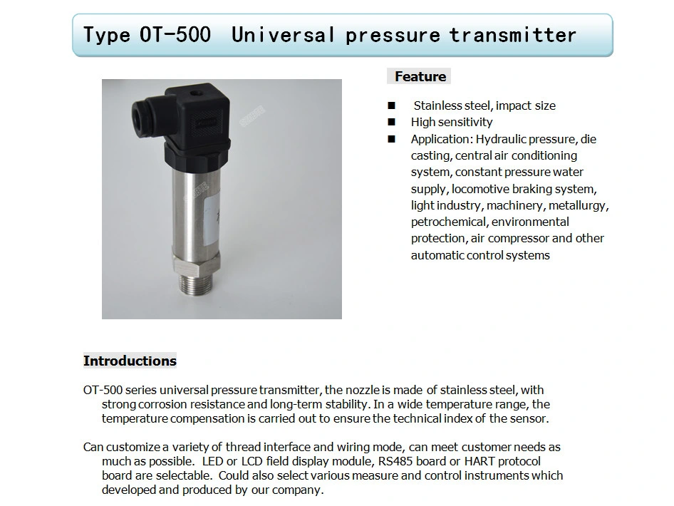 Pressure Gauge/ Sensor / Pressure Transducer High Sensitivity for Auto Parts