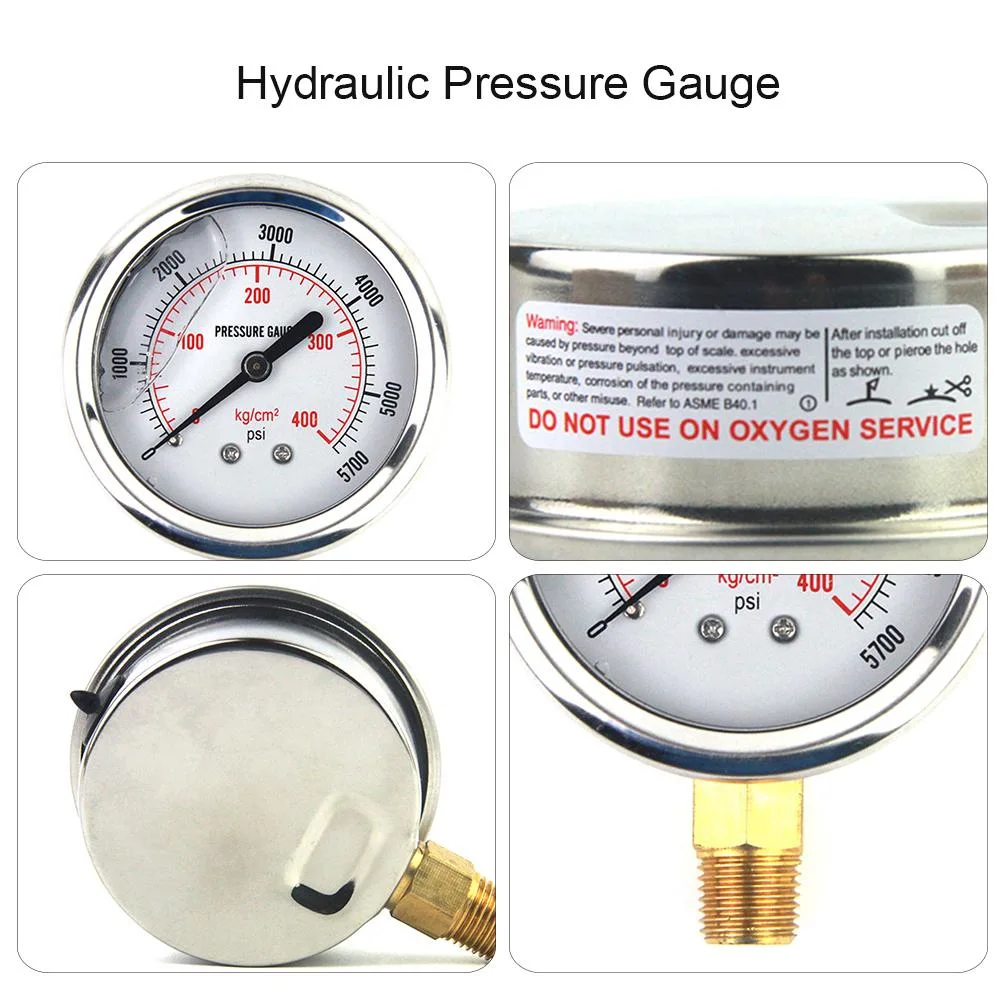 63mm Dial Stainless Steel Brass Movement and Inner Glycerine Oil Filled Pressure Gauge Manometer