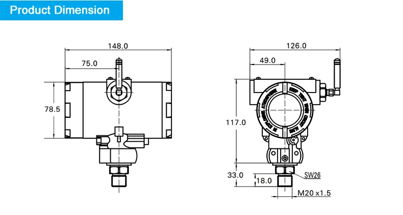 FST100-1102 IOT Adjustable 100 bar Digital Air CNG Analog Pressure Gauge Sensor