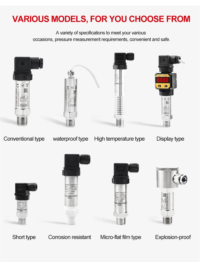 Hpt300 4-20mA Analog Output Micro Hydraulic Oil Pressure Sensor Waterproof Strain Gauge SS316L Probe