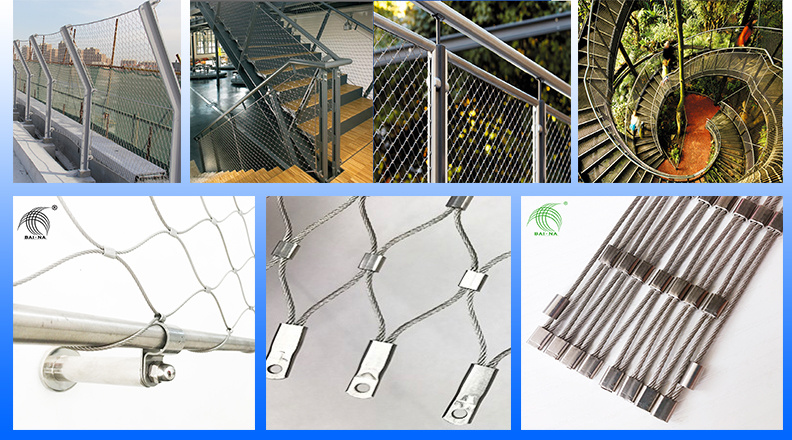 7X7 Stainless Steel 304 Ferruled Inox Wire Rope Mesh for Architecture