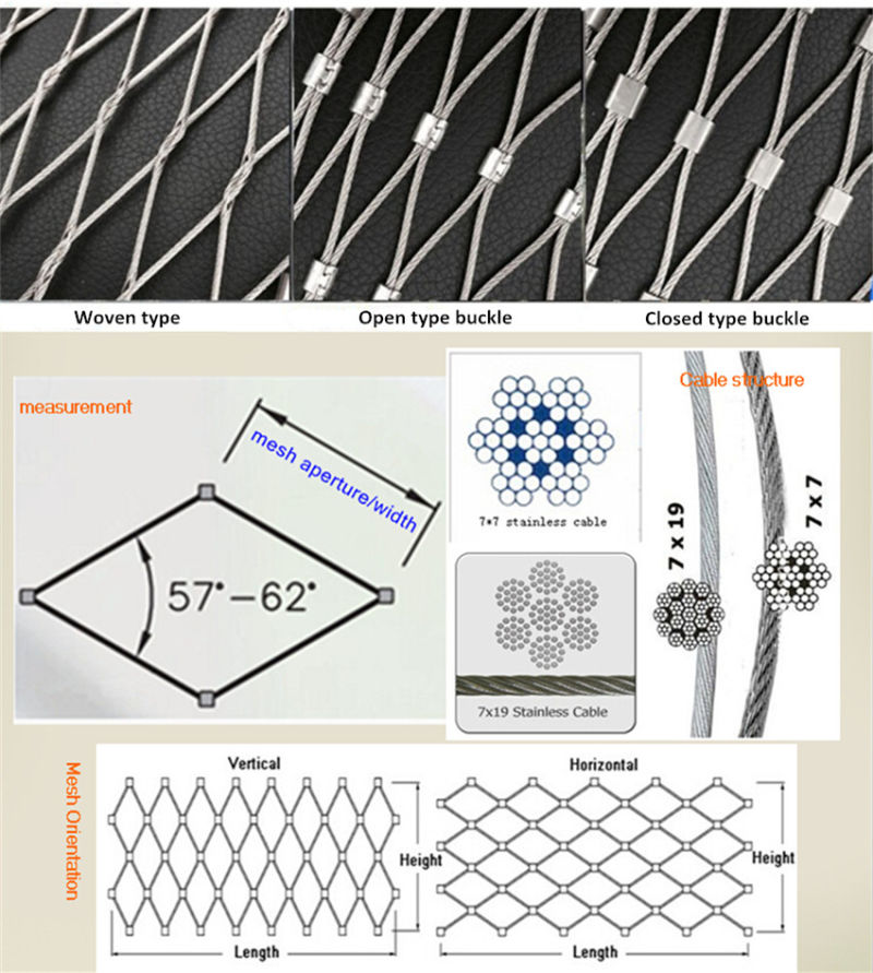 316L Stainless Steel Wire Rope Net Steel Cable Mesh