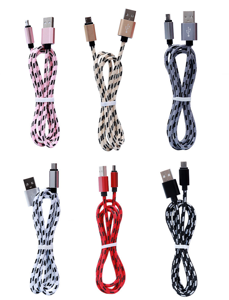 Nylon Weaving 2A USB Charging Cable Data Sync Cable