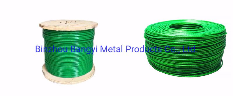 Middle Carbon Steel Wire Rope with Plastic Coated PVC Wire