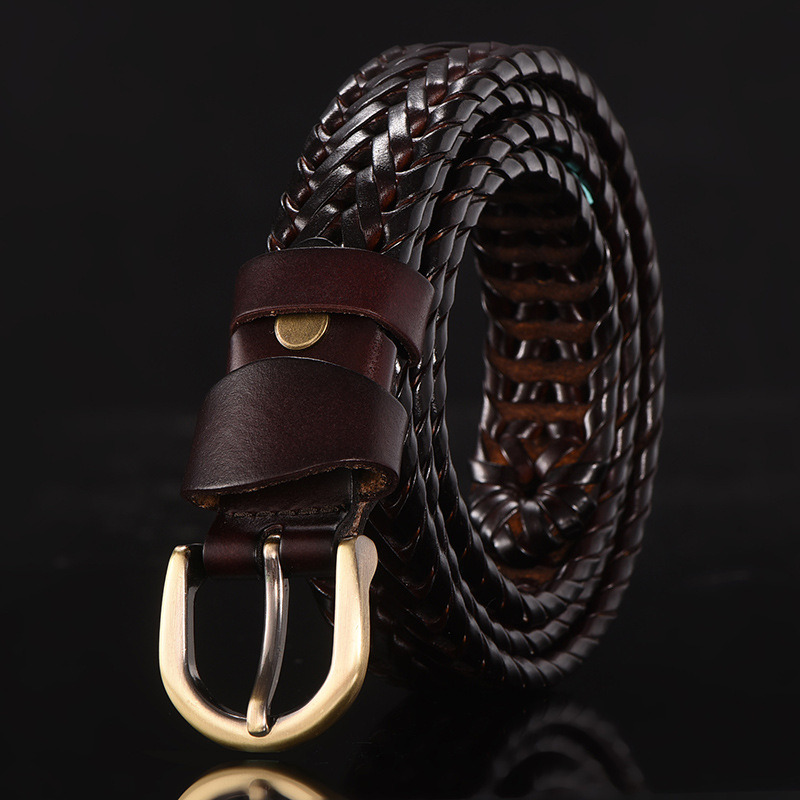 Manual Braided Leather Belt for Men