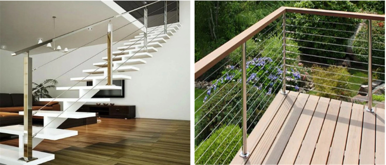 Outdoor 316 Stainless Steel Cable Railing / Cable Balustrade for Terrace