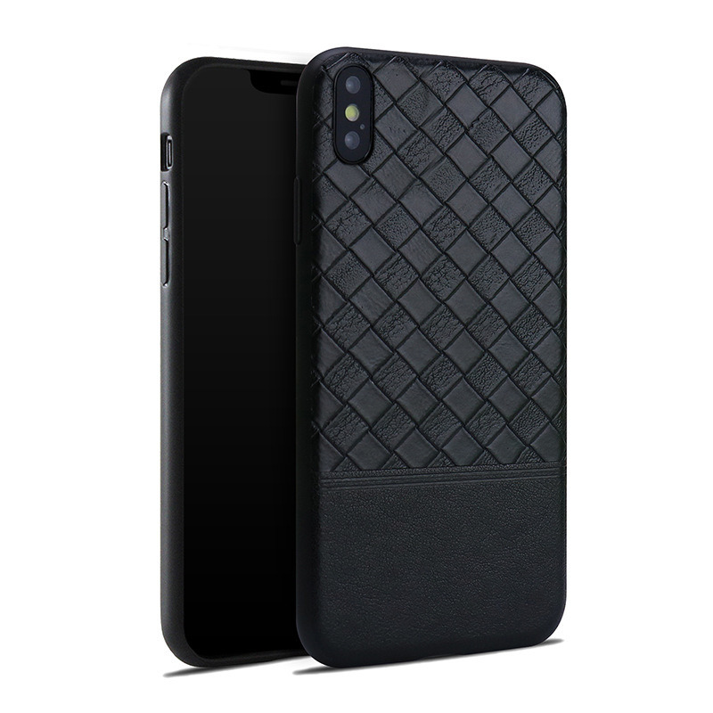Woven Pattern PU Leather Case Slim Cover for iPhone X 8 Plus