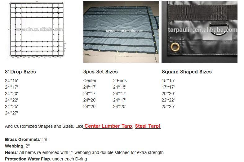 Snowproof PVC Vinyl Coated Lumber Steel Tarp with Nylon Webbing