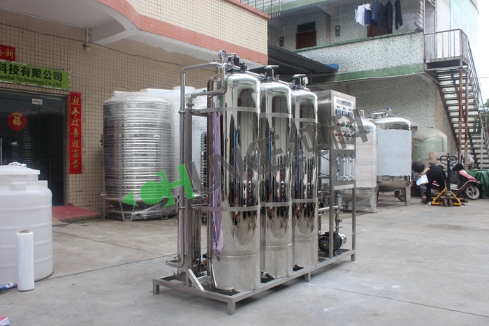 Stainless Steel Automatic Filter Pure Water Machinery Line RO with Stainless Steel Water Storage Tanks
