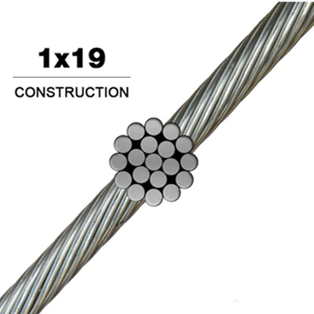 Marine Grade AISI 304 1X19 8mm Stainless Steel Wire Rope