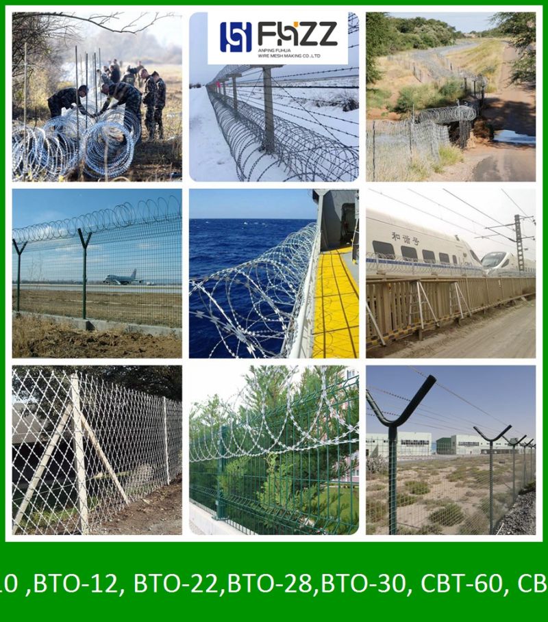 Galvanized Bto22 Security Concertina Razor Wire Fence
