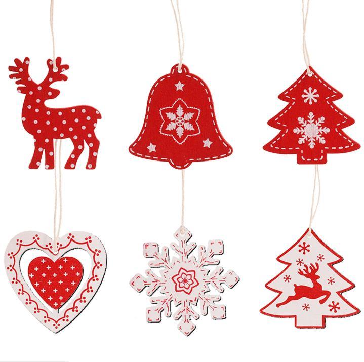Hollowed Christmas Wooden Snowflake Christmas Tree Hanging Ornaments with Twines
