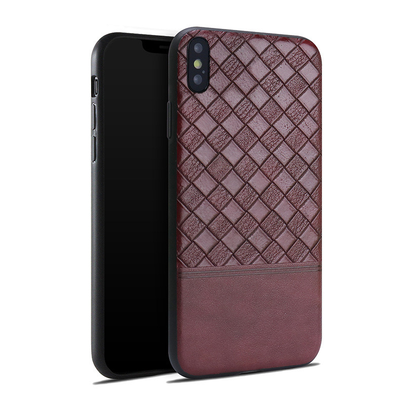 Woven Pattern PU Leather Case Slim Cover for iPhone X 8 Plus