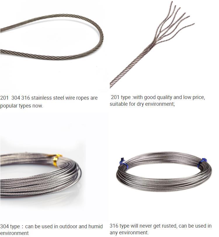 201 304 316 Stainless Steel Wire Rope Steel Cable Rope
