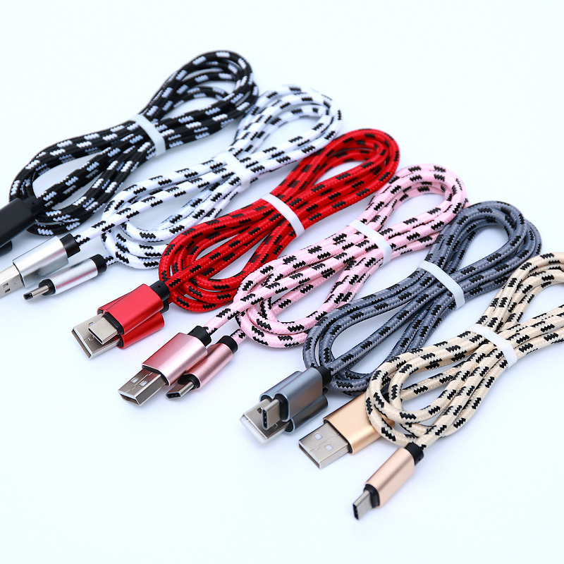 Nylon Weaving 2A USB Charging Cable Data Sync Cable