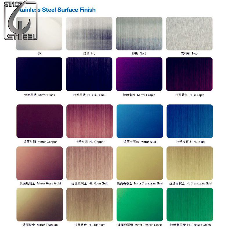 Hairline Satin Finished 304 Stainless Steel Colored Sheets Decorative