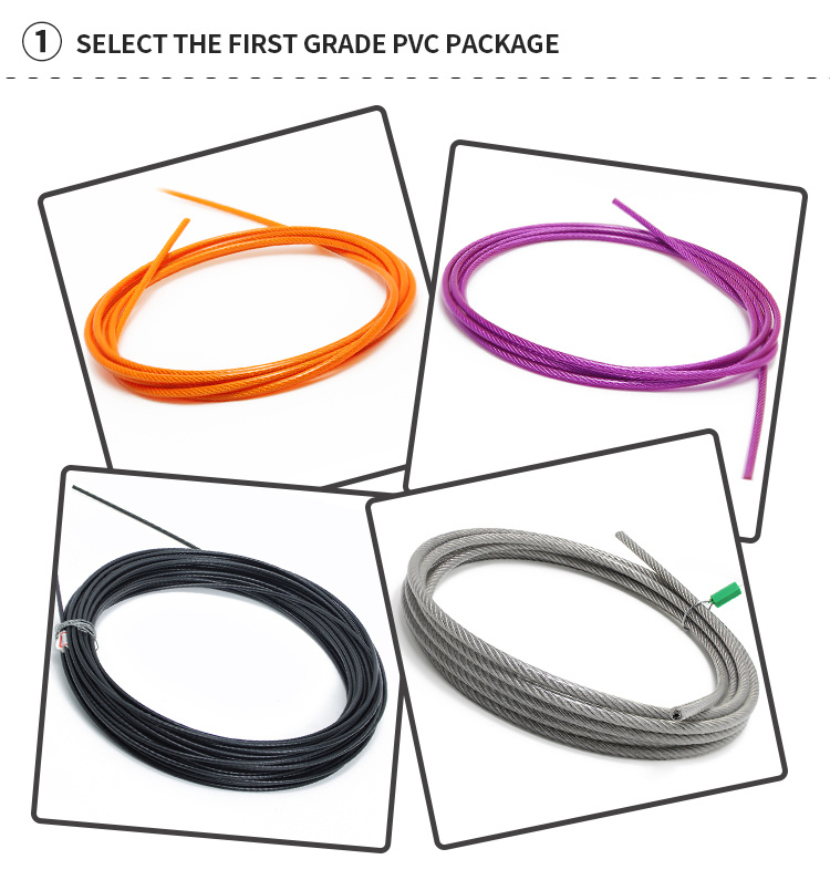 Plastic Coated Steel Wire Rope Colorful PVC Skipping Cable