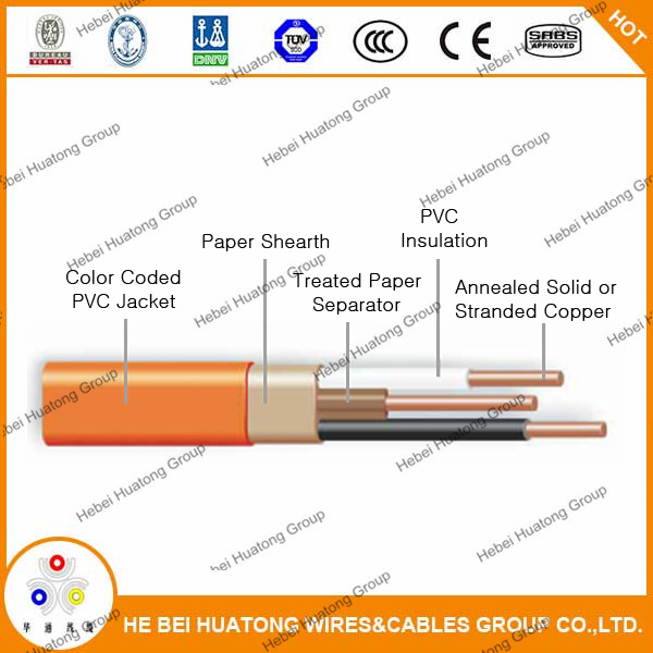 Nm-B Cable (Round) 600V Copper Conductors PVC Insulation Nylon Jacket Color-Coded PVC Jacket Nonme 14-3AWG