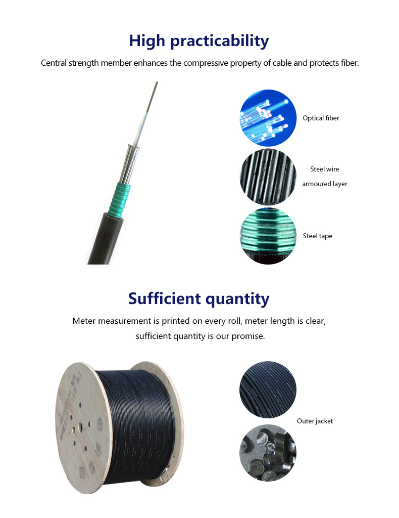 Outdoor Aerial 2 Core Steel Armoured Fiber Optical Cable