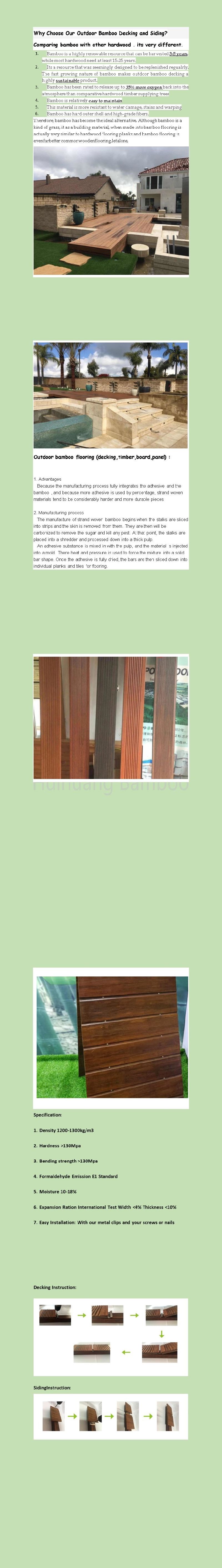 China Specialized Bamboo Decking Manufacturer with Huihuang Bamboo Decking Products