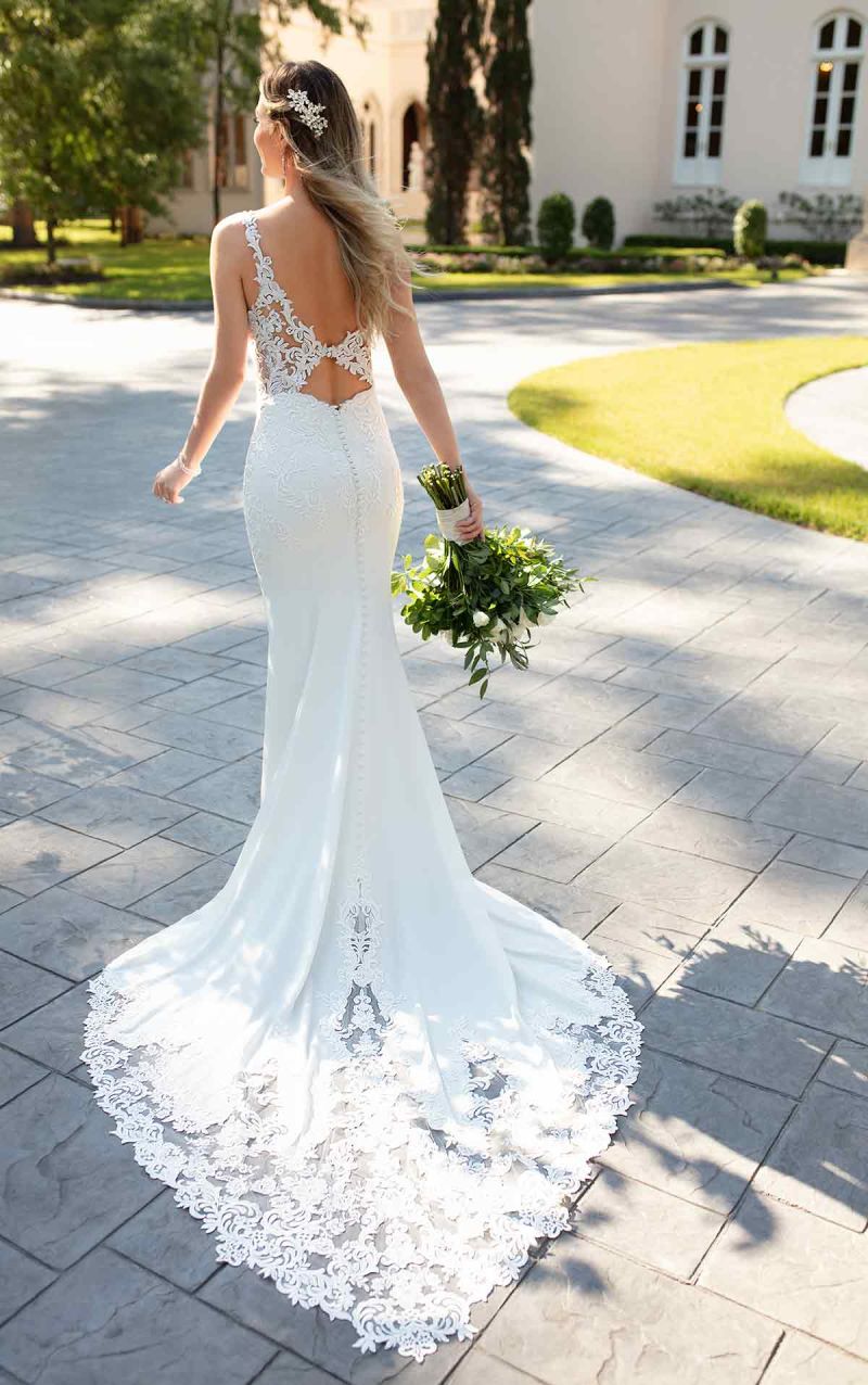 Mermaid Bridal Gown Beach Boho Cross Back Lace Wedding Dress Es6834