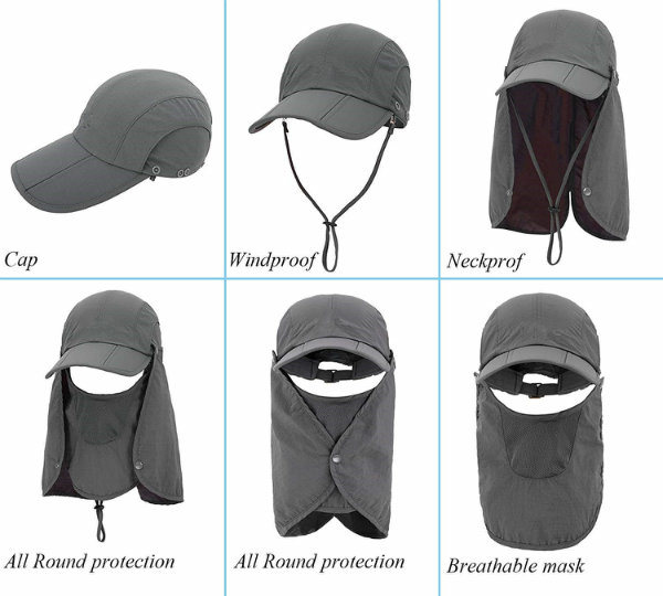 Anti-UV Outdoor Sun Protection Windproof Cap with Neck and Face Cover