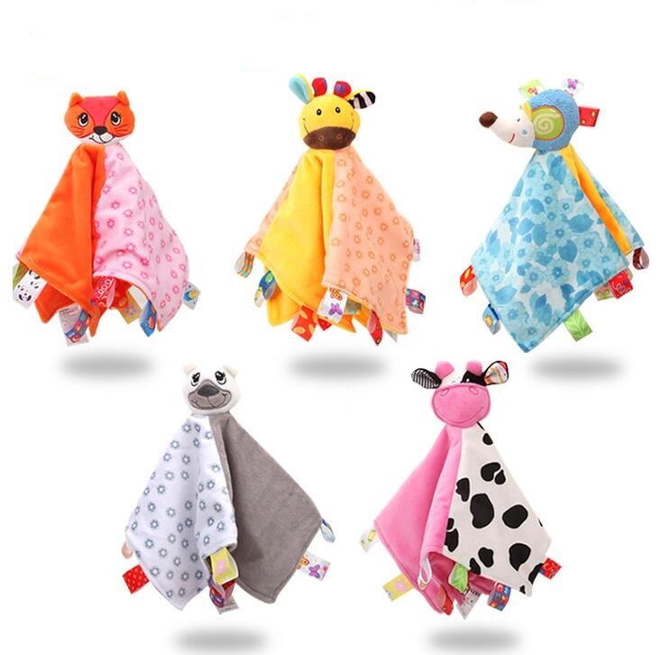 Ncie Baby Toys Soft Hand Towel Cotton Towel with White Different Pattern Baby Comforter Toys Plush Bear Toy