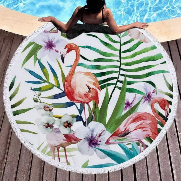 Fashion Travel Blogger Favorite Partten with Digital Printing Round Beach Towel with Tassels Fringle