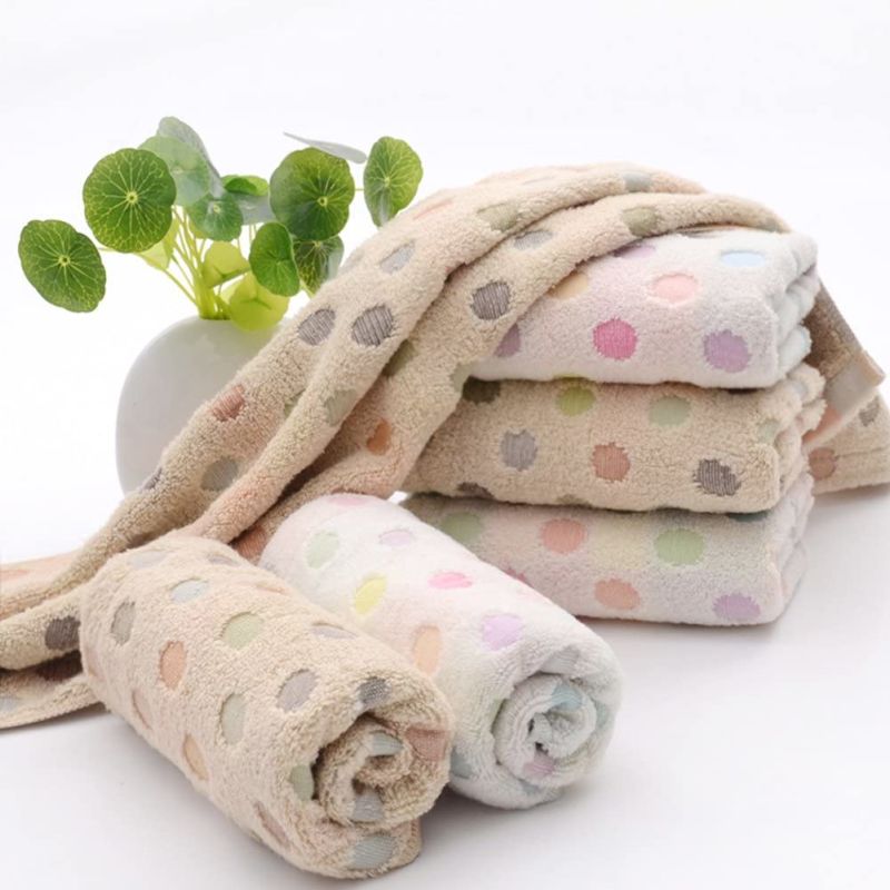 100% Cotton Hand Towels Polka DOT Pattern Super Soft Highly Absorbent Towel for Bathroom (Brown)
