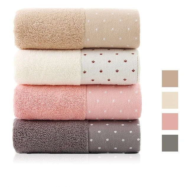 China Wholesale DOT Cotton Home Bath Towel Face Towel 34X75, 110g