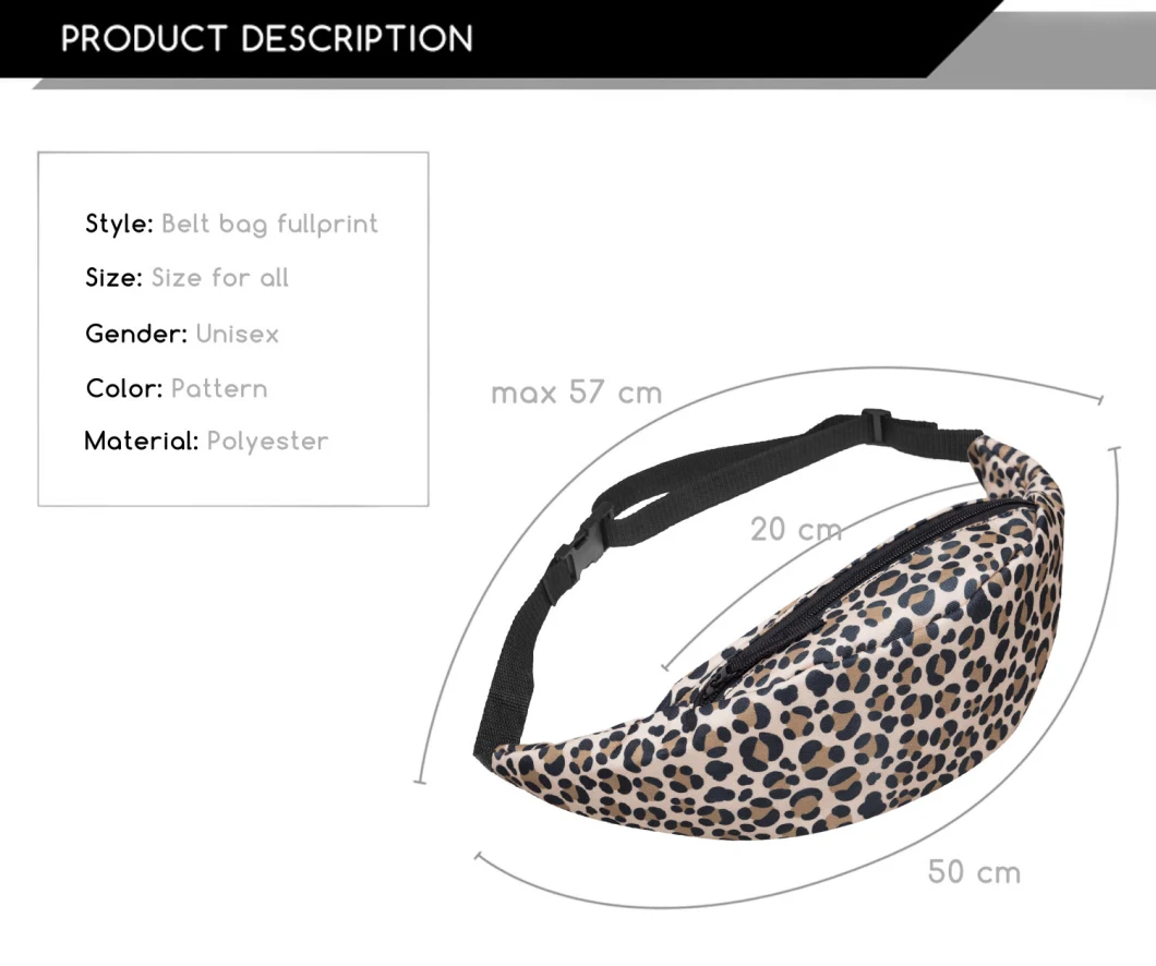 Leopard Print Waist Bag Digital Printing Hot Style Female Bag Zipper Messenger Bag