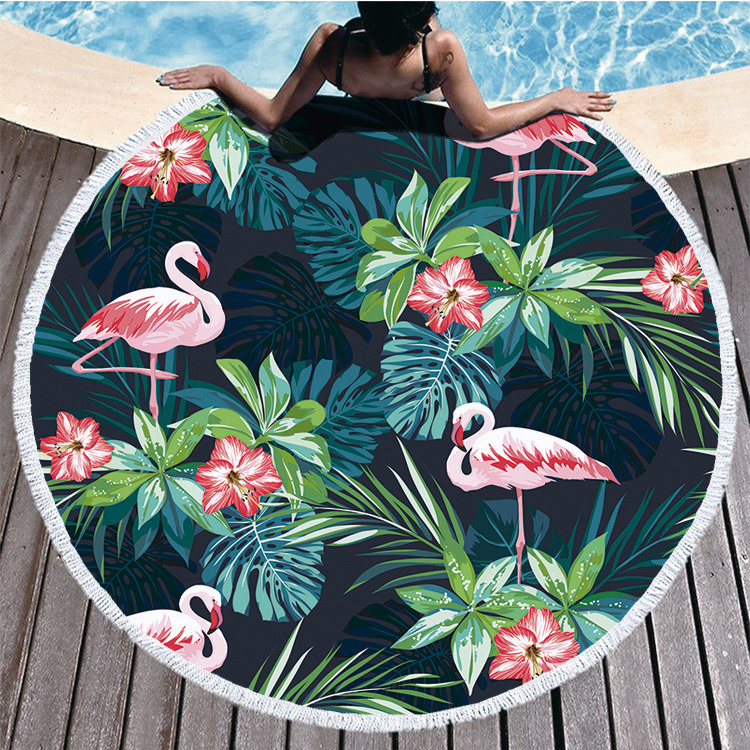 Pattern Round Beach Towel with Tassels / Round Beach Towel Custom Design