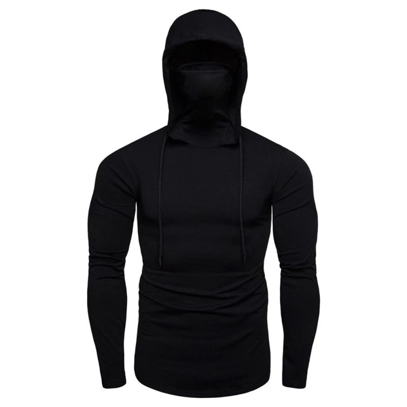 Wholesale Custom Logo Sweatshirt Mens Hoodie with Mask Sports Hooded Shirt Large Male Long Sleeve Mask Hoodies Unisex