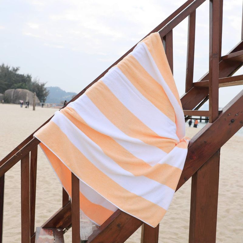 Large Beach & Pool Towel - 40"X70" Oversized Cabana Stripe, Hotel Quality-Luxuriously Soft, Absorbent & Plush Beach Towel