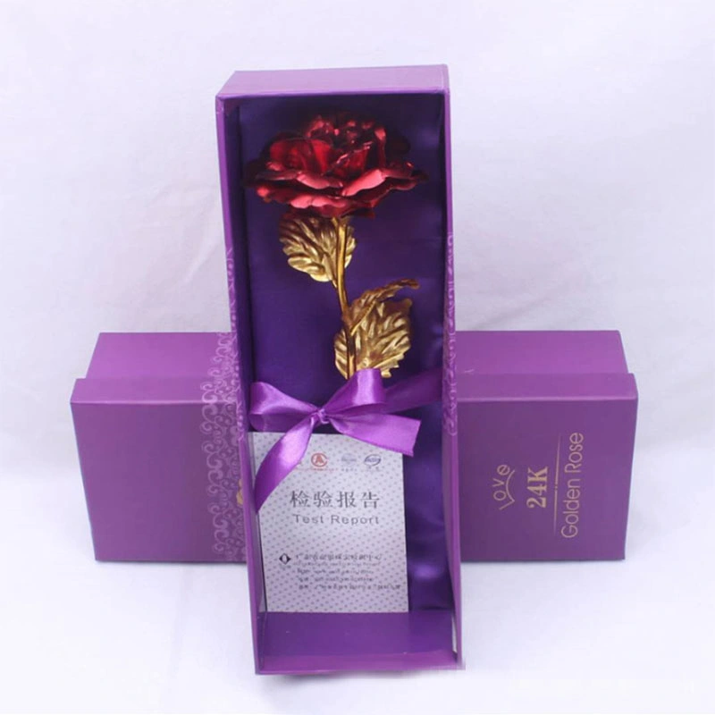 Colorful Valentine Rose Gold Foil Rose with Gift Box for Valentine's Day