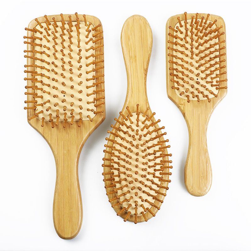 Bamboo Handle with Bamboo Bristles Paddle Hairbrush for Massaging Scalp Big Handle