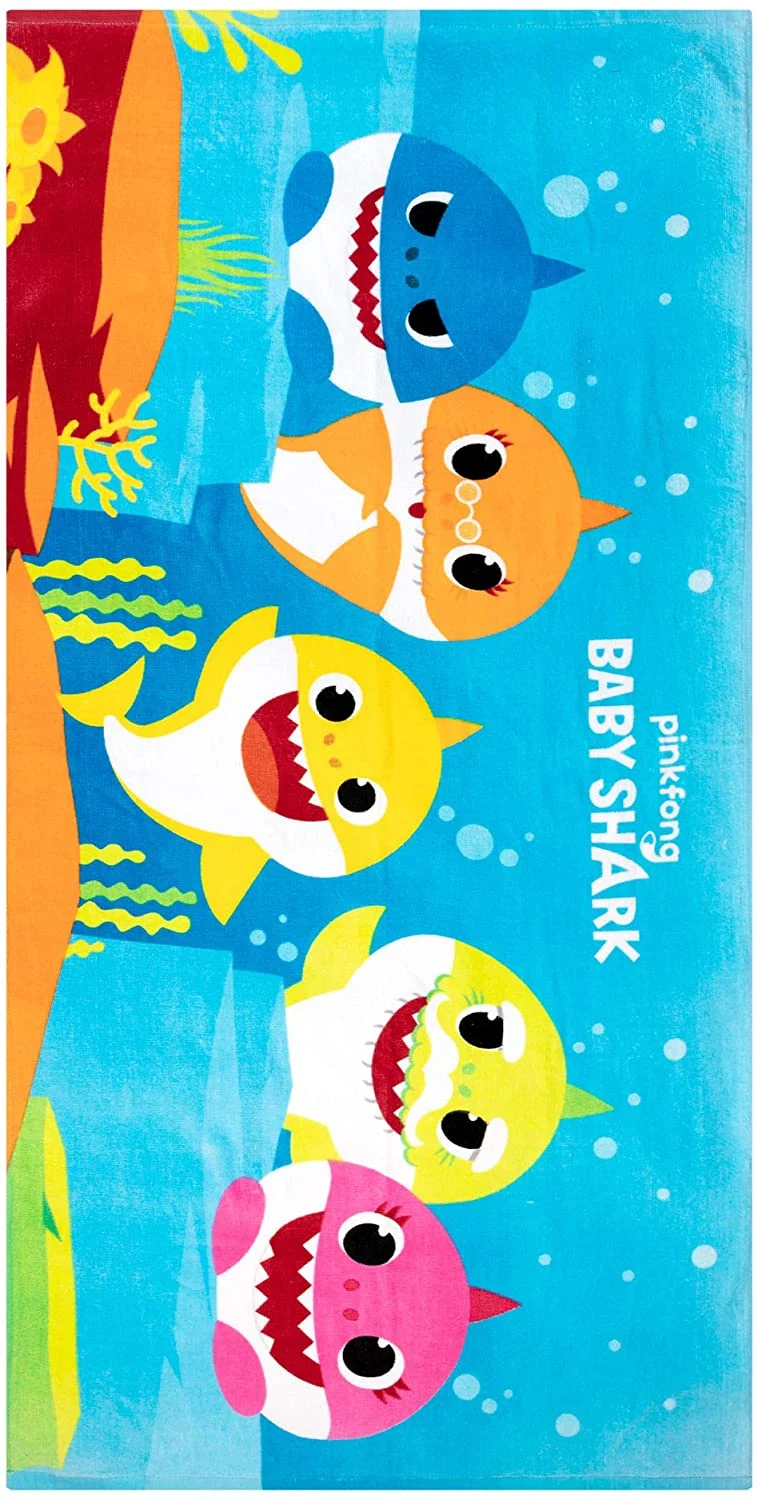 Kids Super Soft Cotton Beach Towel, 28 X 58inch, Baby Shark