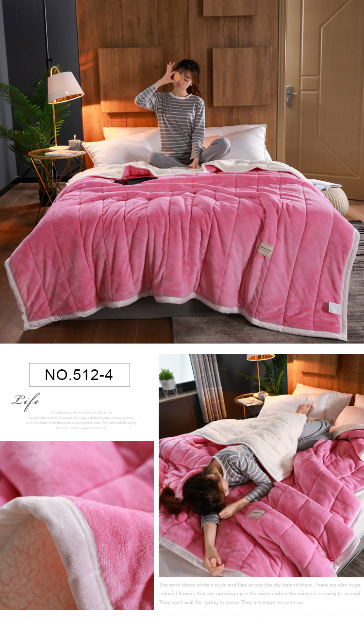 Single Size Coral Blanket Light Coral Modern Design Thick Winter