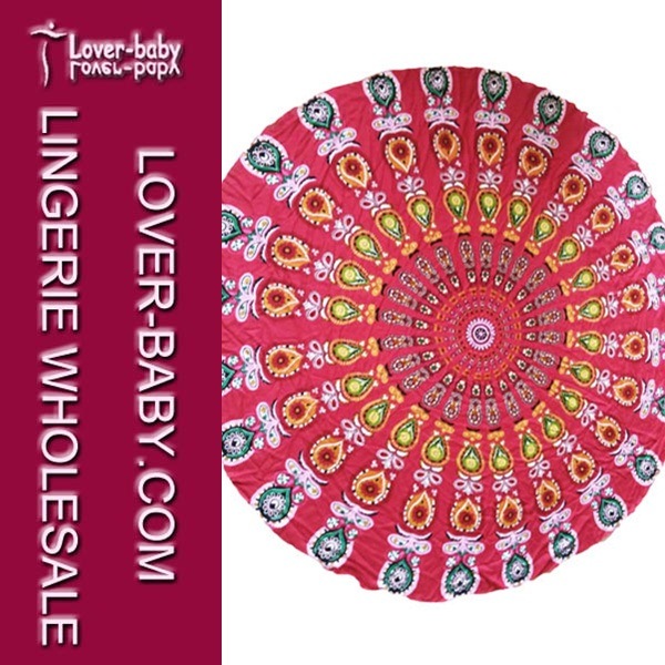 Large Round Beach Towel with Fringe (L38353)