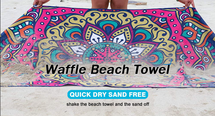 Promotional Double Sided Printed Strip Microfiber Sublimation Beach Towel