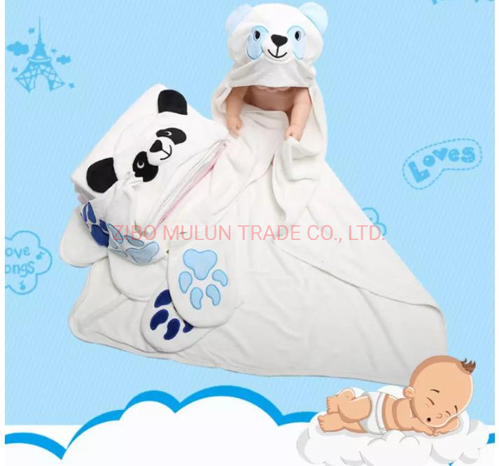 2020 OEM Organic Bamboo Cotton Animal Cartoon Head Plush Hooded Baby Bath Blanket Towels