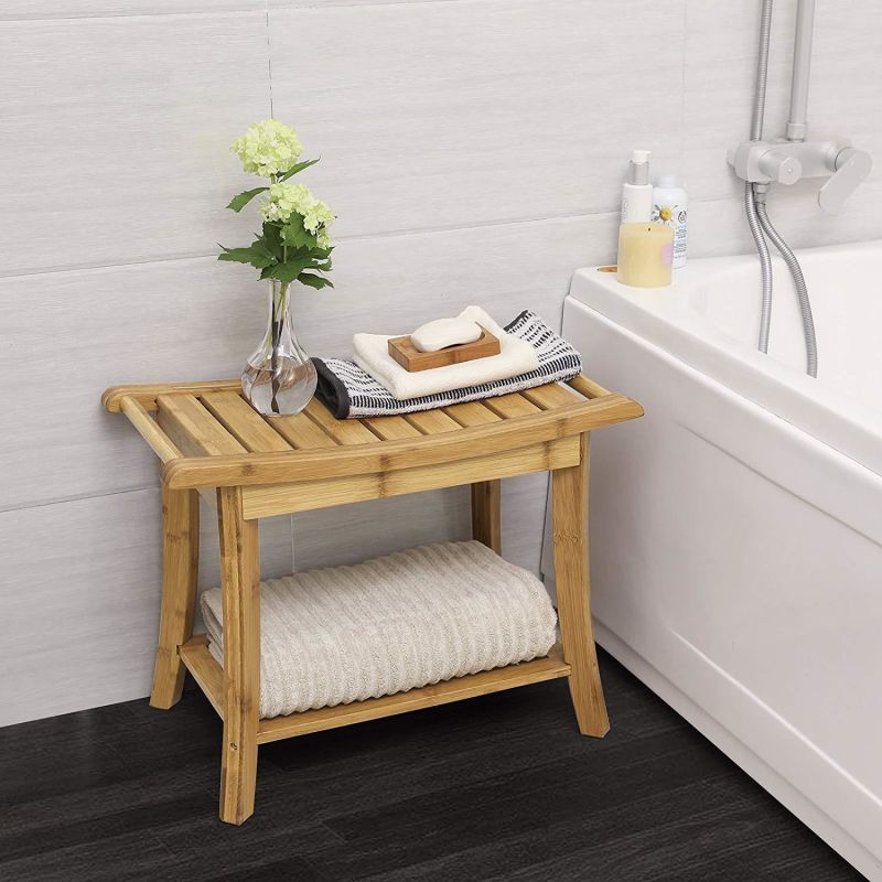 Bathroom Shower Vanity Wooden Bamboo Stool Seat