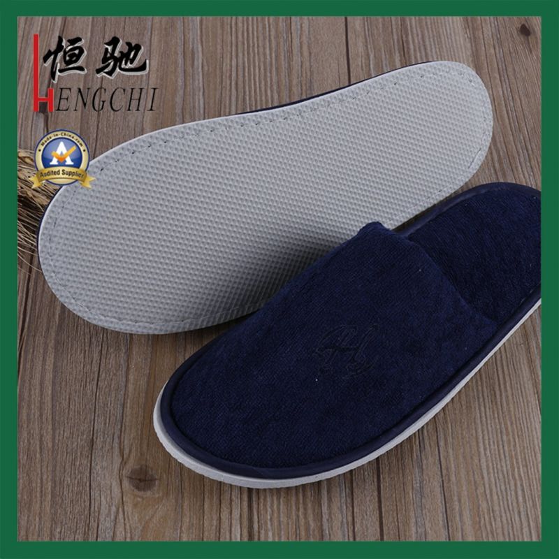 Navy Blue Disposable Terry Towel Slipper for Hotel/ Hospital