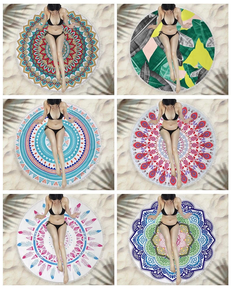 Round Tassel Beach Towel Custom Yoga Mat Beach Tapestry Picnic Rugs