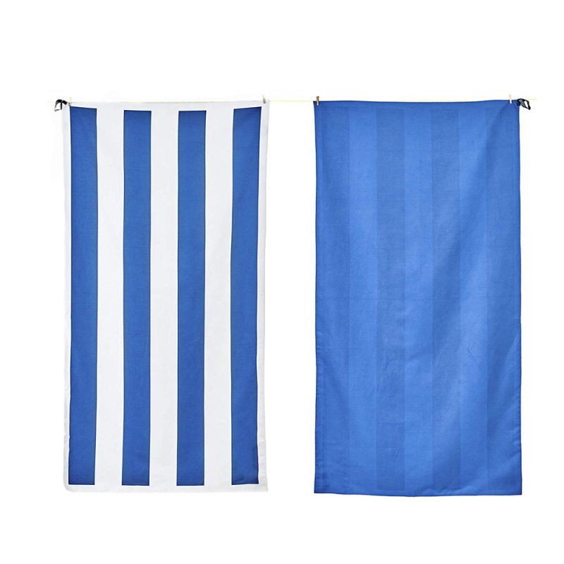 Quick Dry Stripes Microfiber Suede Sand Free Beach Towels with Pouch Bag for Swimming Body Dry Low MOQ