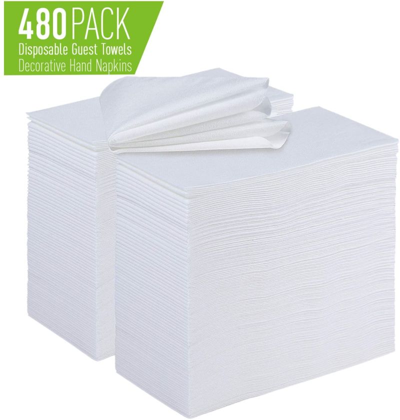 480 Pack Disposable Guest Linen Feel Hand Towels for Bathroom