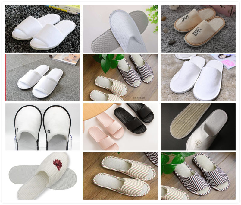 White Disposable Towel Cloth Fabric Indoor Slippers for Guests